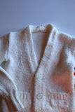 VINTAGE - Adorable Infant Hand Knit Striped Varsity Sweater Cardigan - V-Neck, Baby Clothes