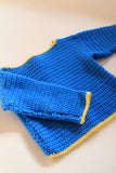 VINTAGE - Children’s Hand knit Blue & Yellow  Cardigan