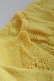 VINTAGE - Hand Knit Baby Girl Sweater , Yellow
