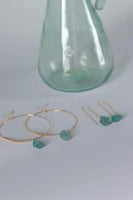 PORTOFINO Hoops - Raw Gemstone Jewelry , Boho Earrings, Minimalist Hoops, Aquamarine Hoops