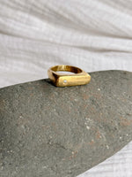 FIELDS Ring + Bling - Hand Carved Ring , Bronze Jewelery , Organic Ring , Flush Set Stone , Lost Wax Cast Jewelry