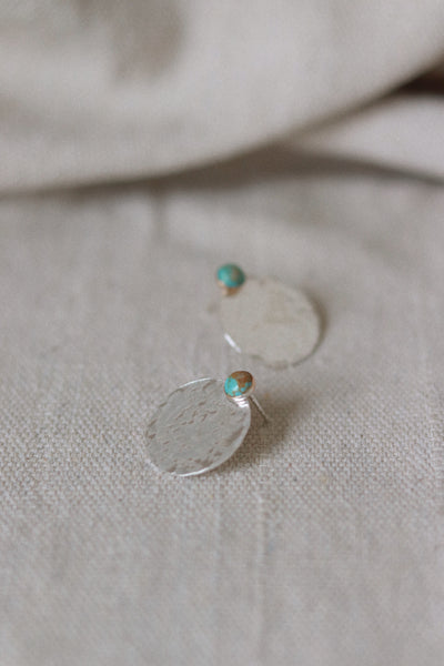 APPOLLO STUDS - Silver + Turquoise - Dainty Jewelry , Gold Fill Earrings , Turquoise Jewelry , Studs