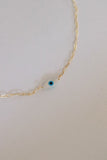 Mother of Pearl Evil Eye Necklace - Evil Eye Charm , Dainty Jewelry, Stacking Necklace , Layering Necklace