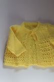 VINTAGE - Hand Knit Baby Girl Sweater , Yellow