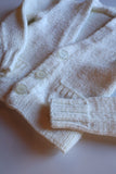 VINTAGE - Adorable Infant Hand Knit Striped Varsity Sweater Cardigan - V-Neck, Baby Clothes