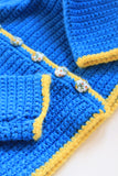 VINTAGE - Children’s Hand knit Blue & Yellow  Cardigan