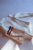 VINTAGE - Adorable Infant Hand Knit Striped Varsity Sweater Cardigan - V-Neck, Baby Clothes