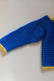 VINTAGE - Children’s Hand knit Blue & Yellow  Cardigan