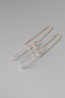 MYSTIC MAMA Threaders - Crystal Quartz Earrings , Crystal Jewelry , Minimal Jewelry