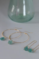 PORTOFINO Hoops - Raw Gemstone Jewelry , Boho Earrings, Minimalist Hoops, Aquamarine Hoops