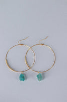 PORTOFINO Hoops - Raw Gemstone Jewelry , Boho Earrings, Minimalist Hoops, Aquamarine Hoops