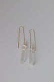 MYSTIC MAMA Threaders - Crystal Quartz Earrings , Crystal Jewelry , Minimal Jewelry