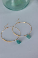 PORTOFINO Hoops - Raw Gemstone Jewelry , Boho Earrings, Minimalist Hoops, Aquamarine Hoops