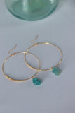 PORTOFINO Hoops - Raw Gemstone Jewelry , Boho Earrings, Minimalist Hoops, Aquamarine Hoops