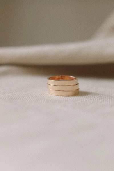 CIGAR BAND Ring Set ; Gold Fill - Trio of Rings, Gold Fill Jewelry, Stacking Rings, Minimal Jewelry